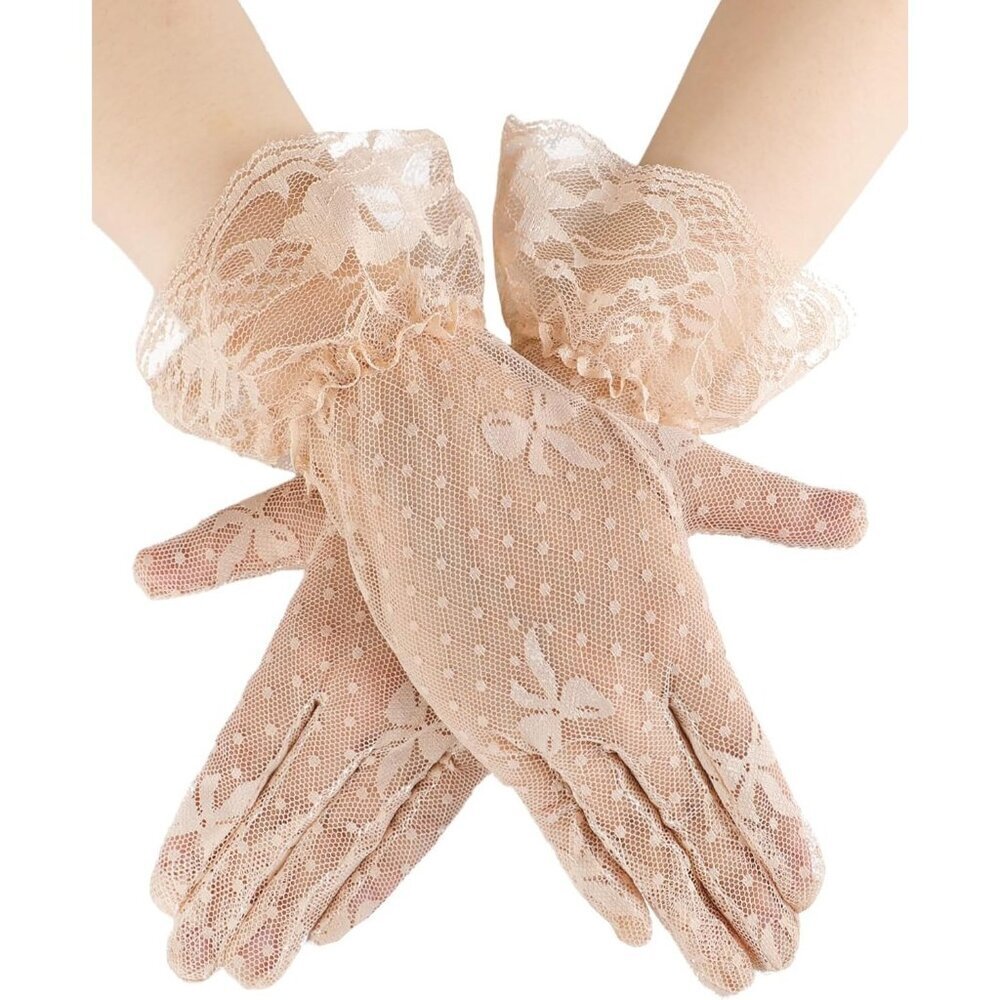 Women's Elegant Dress Up Lace Gloves Dark Nude Halloween Wedding Parties Prom